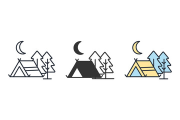 Camp icons  symbol vector elements for infographic web