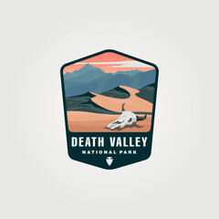 death valley logo vector sticker patch illustration design, us national park collection design by lawoel - obrazy, fototapety, plakaty