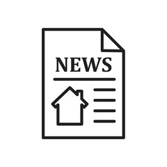 Property news headline vector icon. flat sign for mobile concept and web design. Newspaper with house publication glyph icon. 