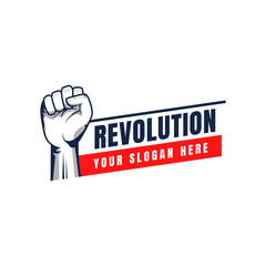 Revolution illustration for poster design. Clenched fist hand vector silhouette.