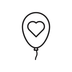 Heart balloons line icon, outline vector sign, Valentine's day symbol, logo illustration. 