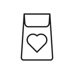 Shopping bag with heart icon,  Valentine Day Icon. isolated on white. Symbol, logo illustration. 