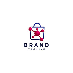 Connection Lines Spreading From Inside The Shopping Bag Icon. Shopping Bag with Connection Symbol.