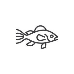 Sea bass fish line icon