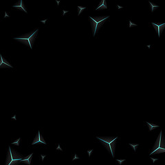 Blue Neon Prism Background Black Vector. Jet Black Facet Technology. Triangular Gradation Backdrop. Obsidian Gradient Texture.