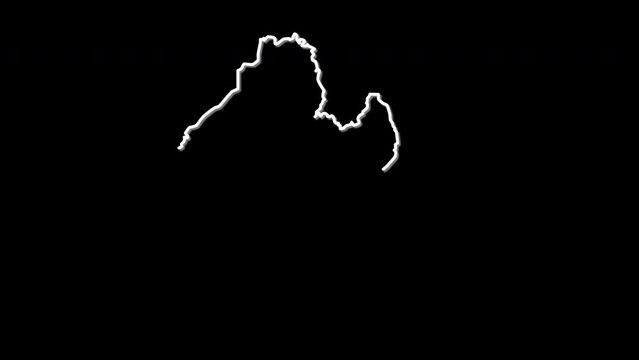 Liberia map, country territory outline self drawing animation. Line art.