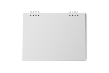 Blank desktop spiral calendar mockup cutout, Png file.