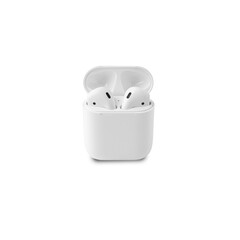 Wireless earbuds case mockup cutout, Png file.