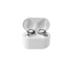 Wireless earbuds case mockup cutout, Png file.