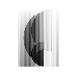 Rectangle Logo with lines, circles, ovals .Modern art design .Black Vector stripes .Straight speed lines .Geometric shape. Wall art .