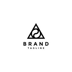Symbol of Balance inside a symbol of strength logo design. Zen Symbol Inside Triangle Icon Logo Design.