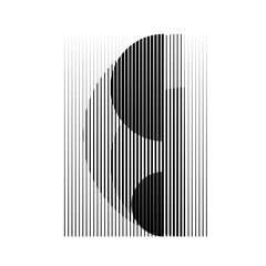Rectangle Logo with lines, circles, ovals .Modern art design .Black Vector stripes .Straight speed lines .Geometric shape. Wall art .