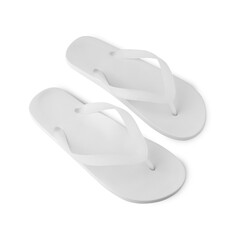 White flip flop sandals mockup cutout, Png file.