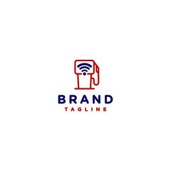 Outline Gas Station Logo Design and Wifi Icon Inside. Wifi Icon Inside Gas Station Logo Design.