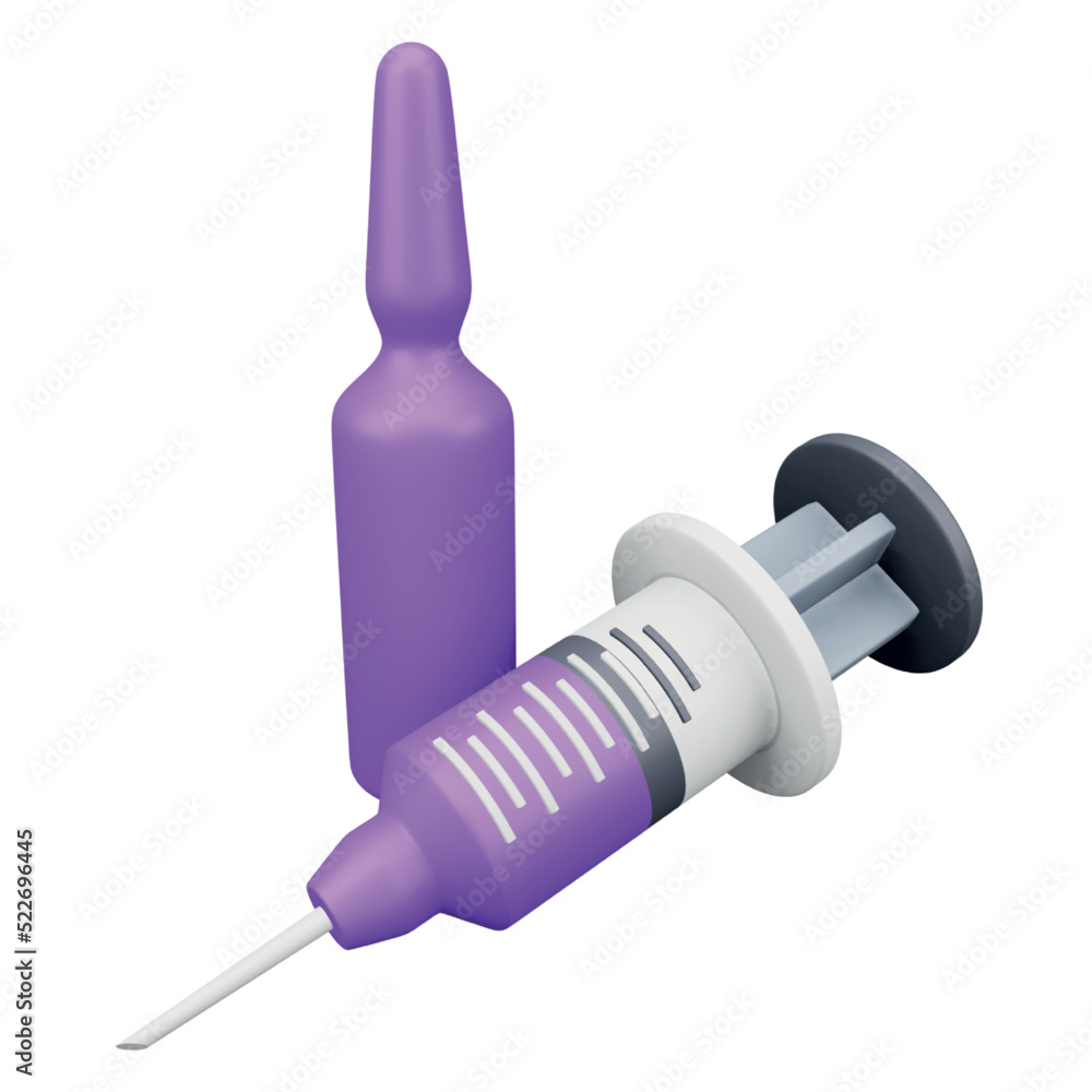 Poster injection with ampoule 3d rendering isometric icon.