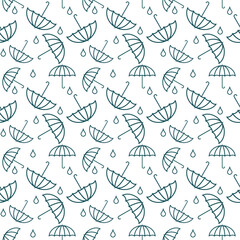 Fototapeta premium Umbrellas with rain drops. Seamless pattern