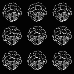 Fresh vegetables, cauliflower. Hand-drawn illustration with vegetables. A farmer's market product. A great healthy food design template with vegetables drawn in chalk on a blackboard. Great for menu d