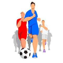 Fototapeta premium football. footballers. team of athletes with the ball. vector illustration of people in sports