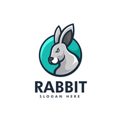 Vector Logo Illustration Rabbit Simple Mascot Style.