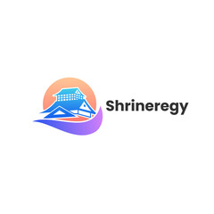 Vector Logo Illustration Shrine Gradient Colorful Style.