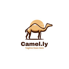 Vector Logo Illustration Camel Simple Mascot Style.