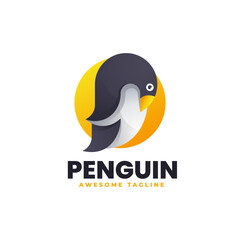 Vector Logo Illustration Penguin Gradient Colorful Style.