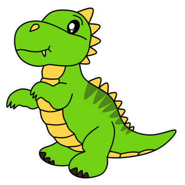 vector drawing of cute dinosaur for coloring book.
