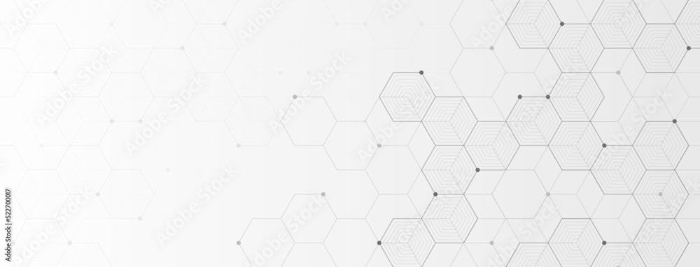 Poster digital technology background. abstract hexagons background with black lines and dots. design for sc