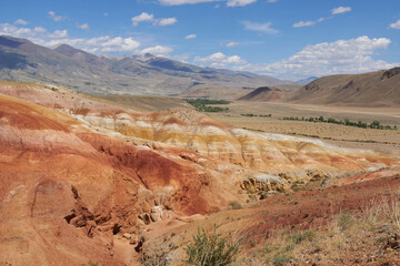 Picturesque place in the mountains. Colorful, unusual mountains close-up. Mountains of Altai.