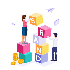 Business brand vector concept. Building brand marketing strategy. Brand name, brand planning, brand reputation.