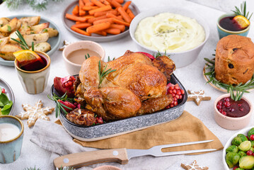 Christmas festive dinner with traditional dishes