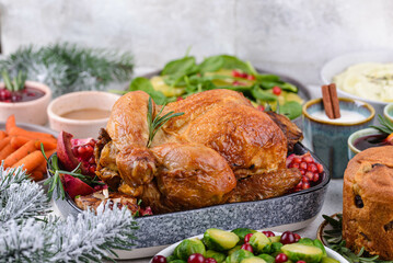Christmas festive dinner with traditional dishes