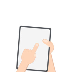 Hand Holding Tablet Portrait Using Left Handed One Single Tap 