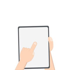 Hand Holding Tablet Portrait Using Left Handed One Single Tap 