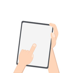 Hand Holding Tablet Portrait Using Left Handed One Single Tap 