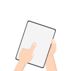 Hand Holding Tablet Portrait Using Left Handed One Single Tap 