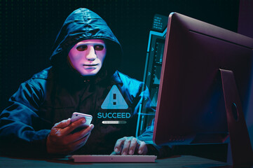 Concept hackers enter the database of large companies, the concept of attacking the database of...