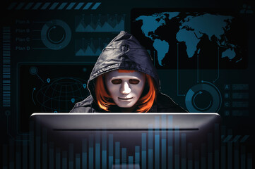 Concept hackers enter the database of large companies, the concept of attacking the database of...