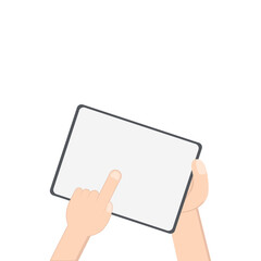 Hand Holding Tablet Landscape Using Left Handed One Single Tap 