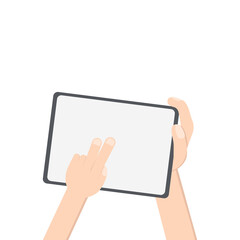 Hand Holding Tablet Landscape Using Lefthanded Double Tap 