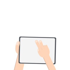 Hand Holding Tablet Landscape Using Right Handed Double Tap 
