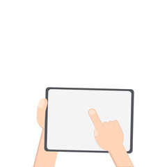 Hand Holding Tablet Landscape Using Right Handed One Single Tap 