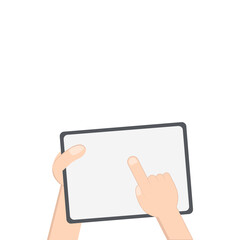 Hand Holding Tablet Landscape Using Right Handed One Single Tap 