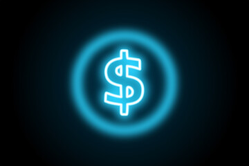 Currency dollar glowing neon sign symbol 