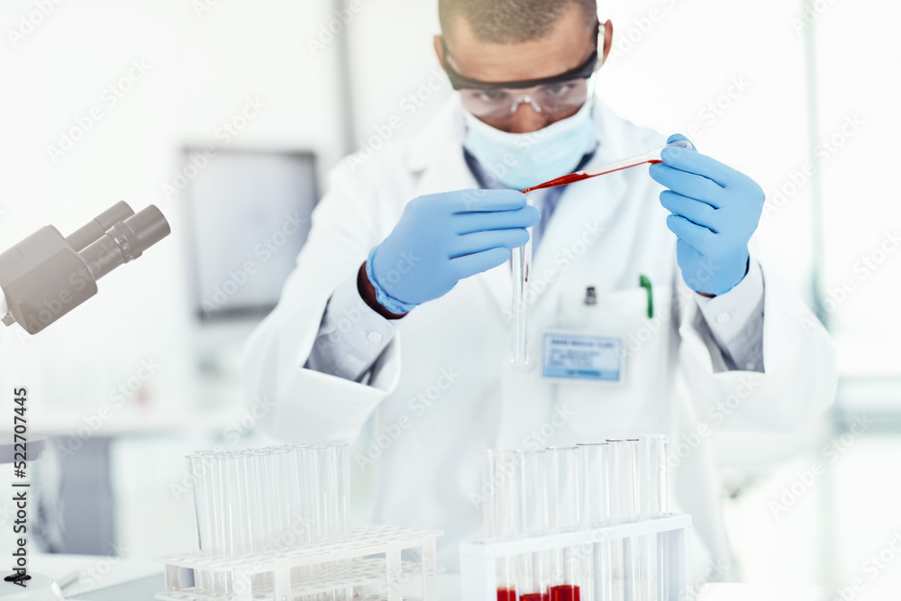 Poster a scientist conducting an experiment on a covid vaccine in a lab mixing chemicals in a test tube. a 