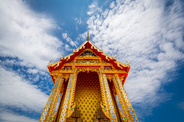 The yellow temple at Wat Tha Makok, Rayong, Thailand.