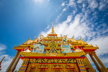 The yellow temple at Wat Tha Makok, Rayong, Thailand.