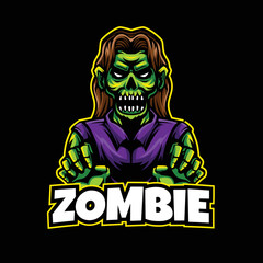 Zombie Mascot Cartoon Logo Illustration