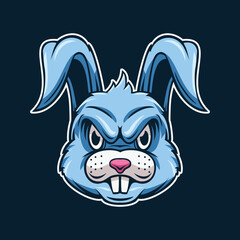 Rabbit Head Mascot Cartoon Illustration
