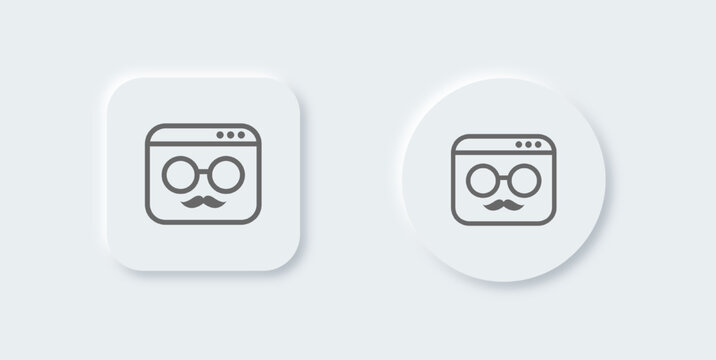 Anonymous line icon in neomorphic design style. Incognito signs vector illustration.